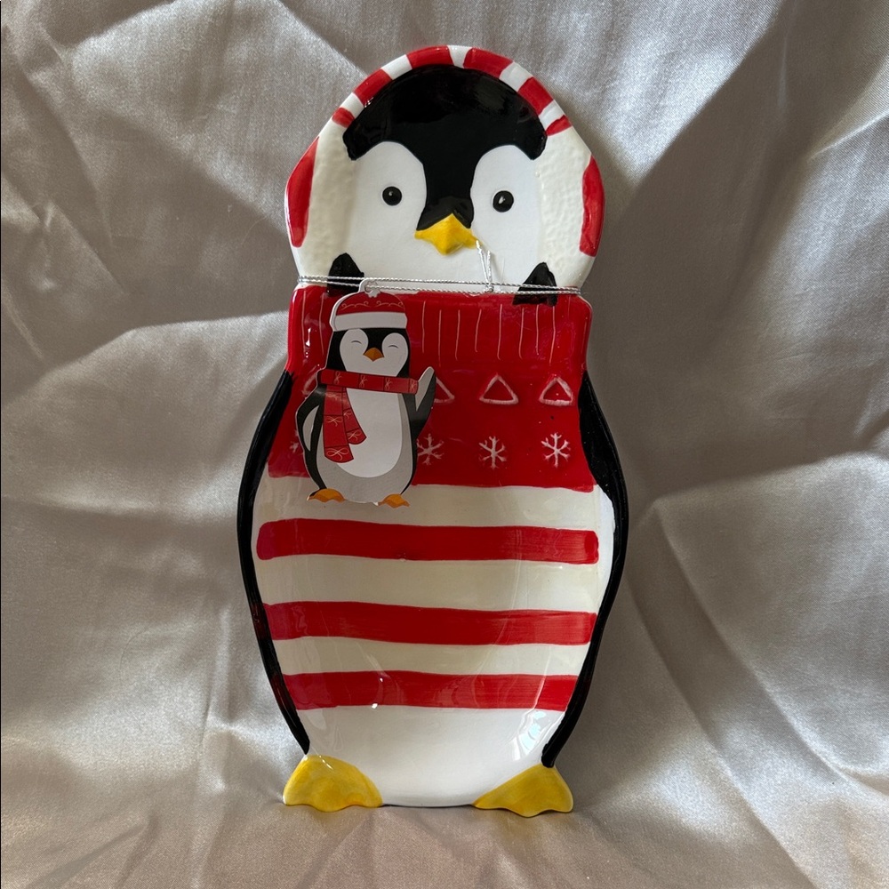 NEW Festive Penguin Spoon Rest Dish - Red, White, Black. Create a bundle & save!